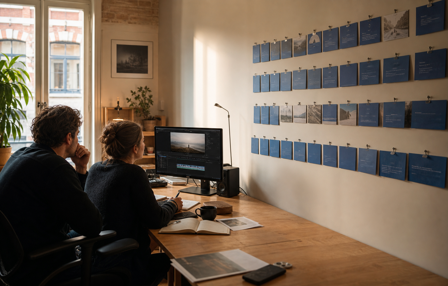 Montage documentaire au studio Raccord Bleu